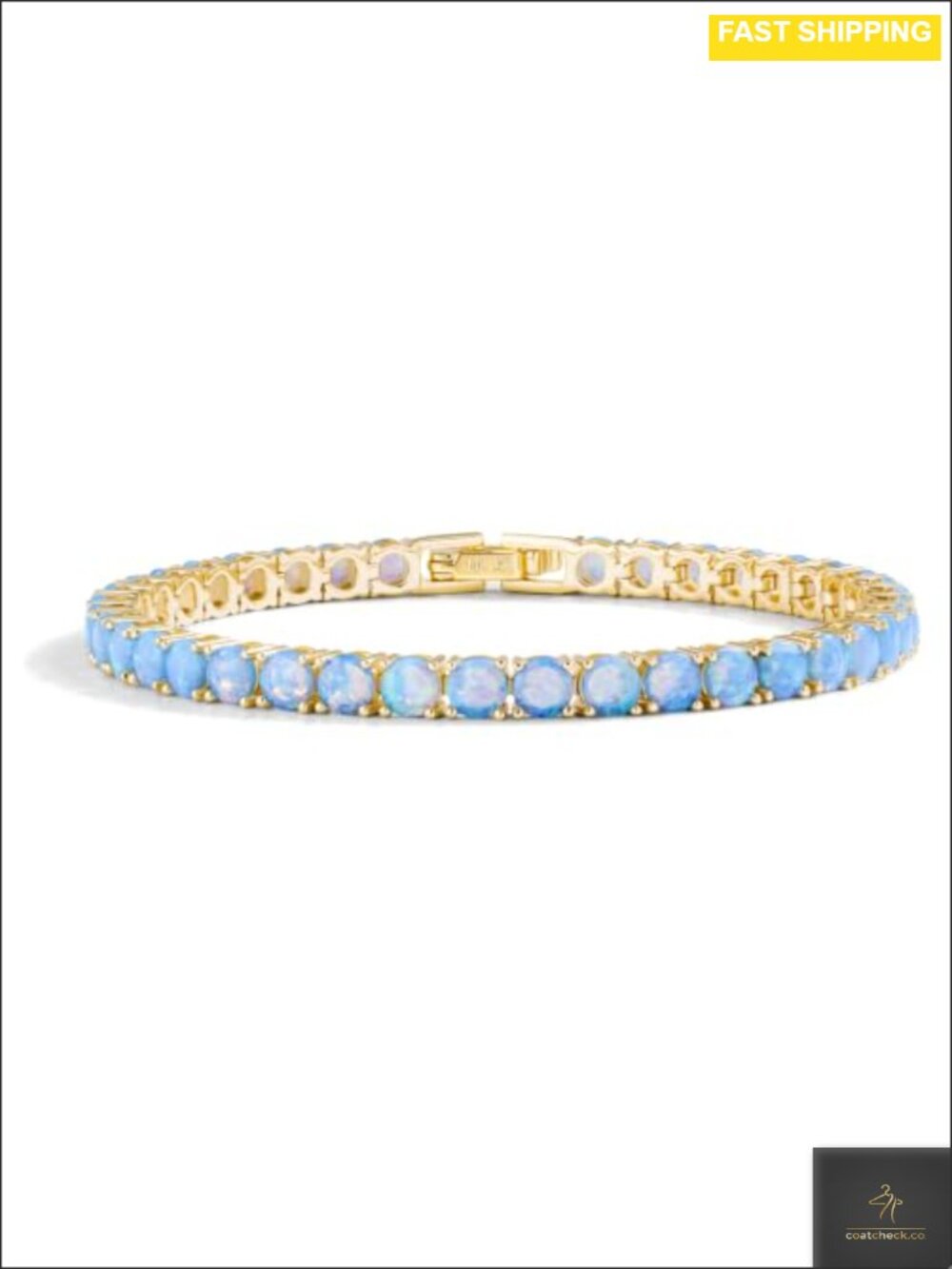 14K Gold Filled Opal Tennis Bracelet 7.5in Bezel Chain